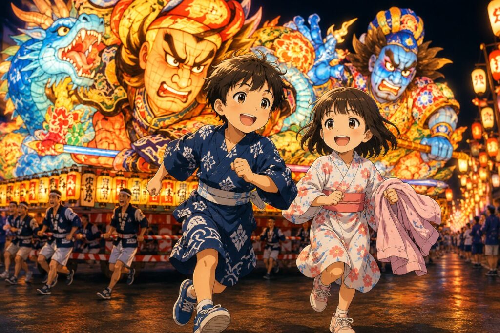 夏祭りの賑やかな夜
