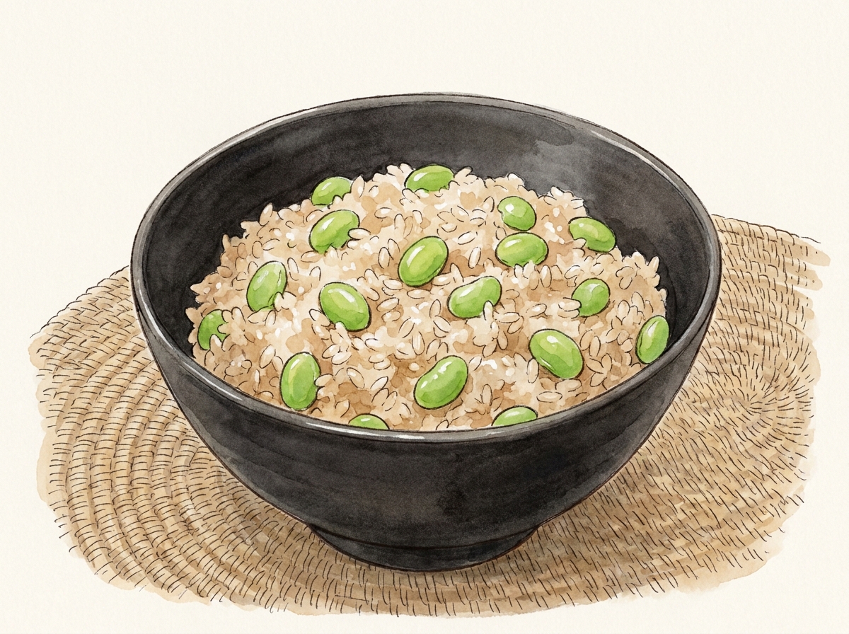 ゆで汁で炊いただだちゃ豆ご飯