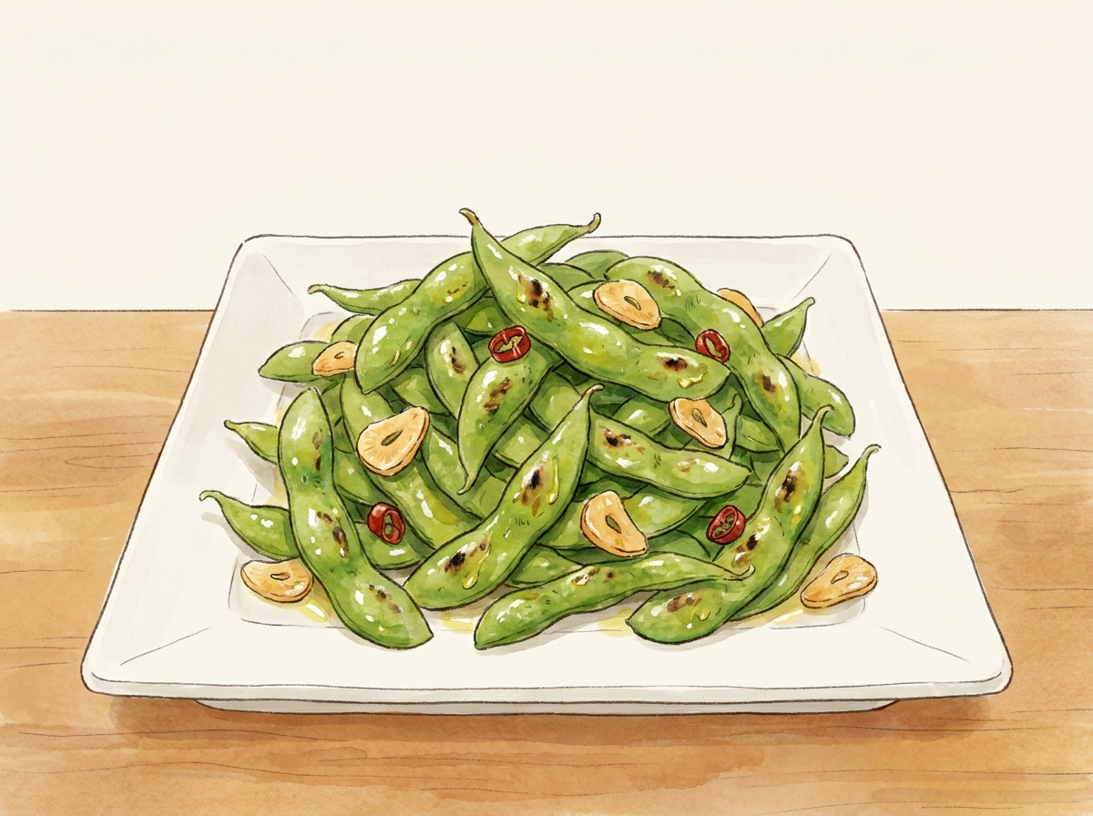 だだちゃ豆のピリ辛ペペロンチーノ炒め