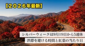紅葉に囲まれた東北の山道を走るドライブルート